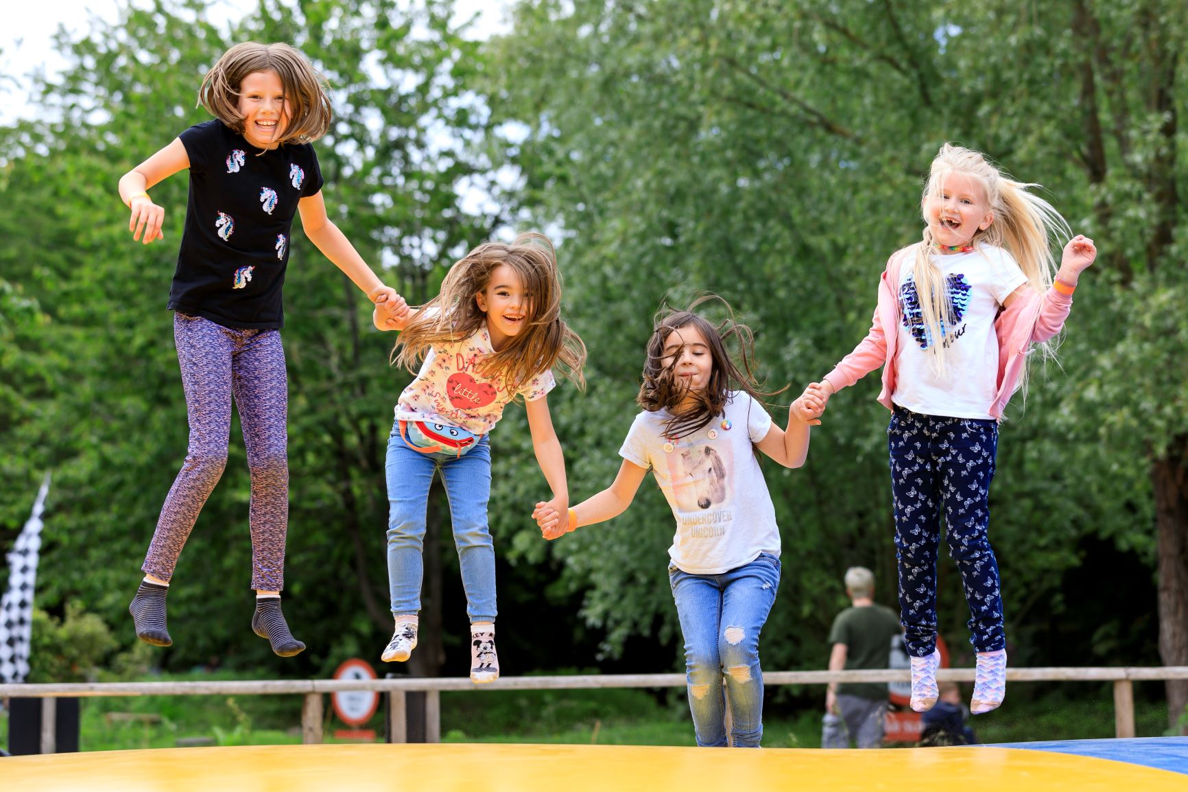 Playing on the jumping pillows